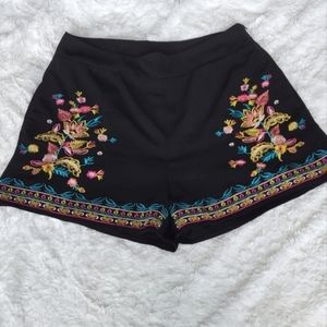 Black floral shorts